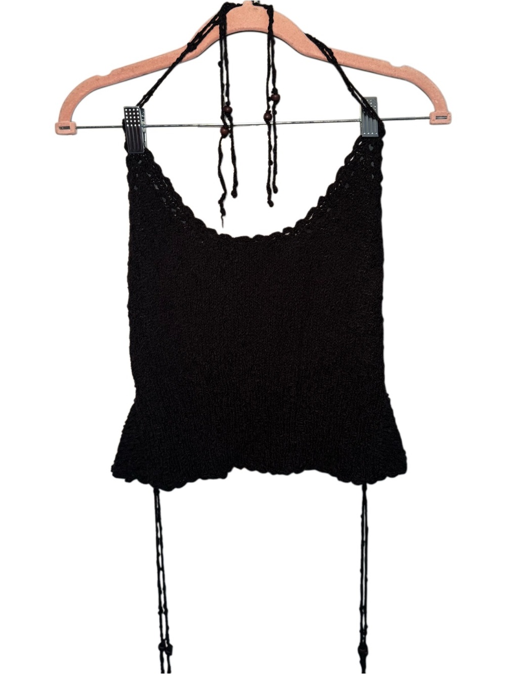 Express Black Crochet Halter Camisole